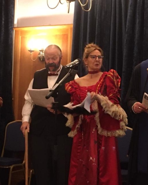 Sugar and Spice murder Mystery - Sophia Baker as Delphinia and David Perkins as Rolo Davenport