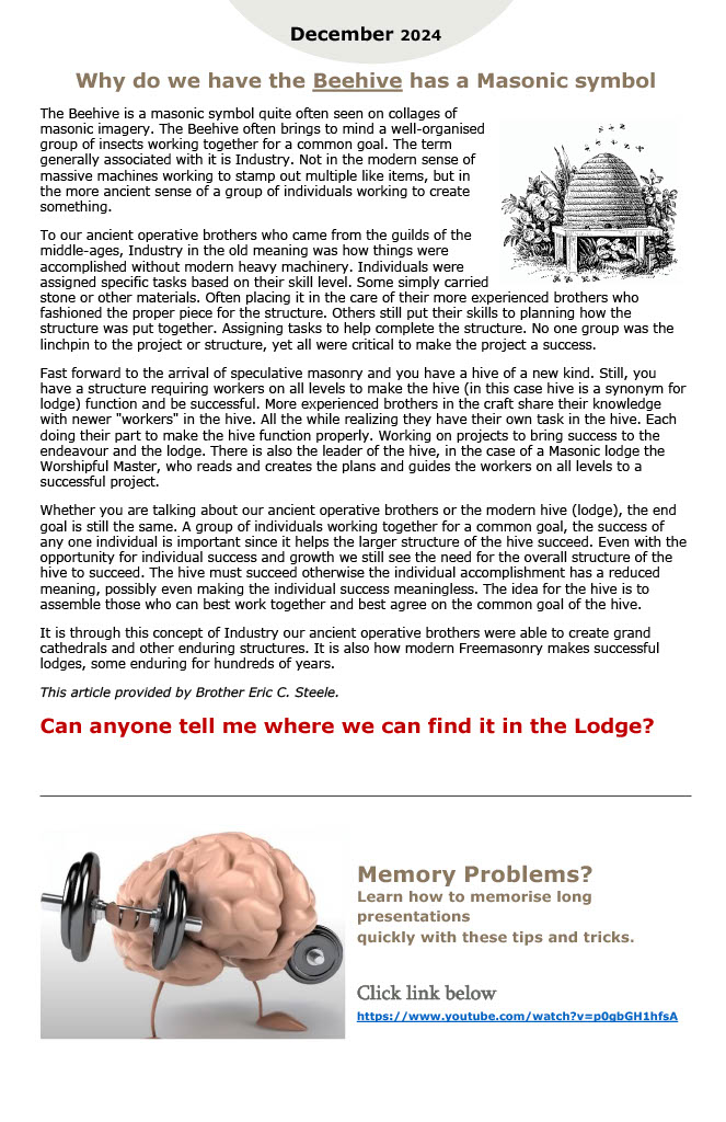 Lodge of Unity December 2024 newsletter