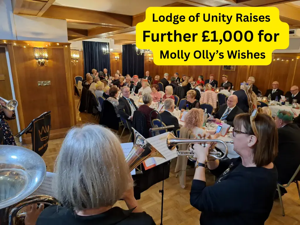 Lodge of Unity raised £1000 for Molly Olly's Wishes